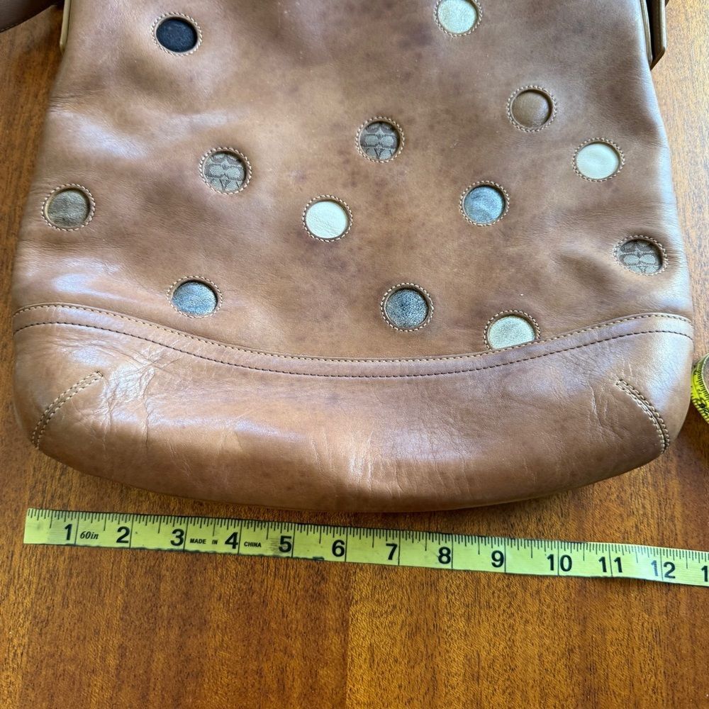 Vintage Rare Coach Leather Polka Dot Patchwork Shoulder Bag Silver Hardware - Picture 12 of 15